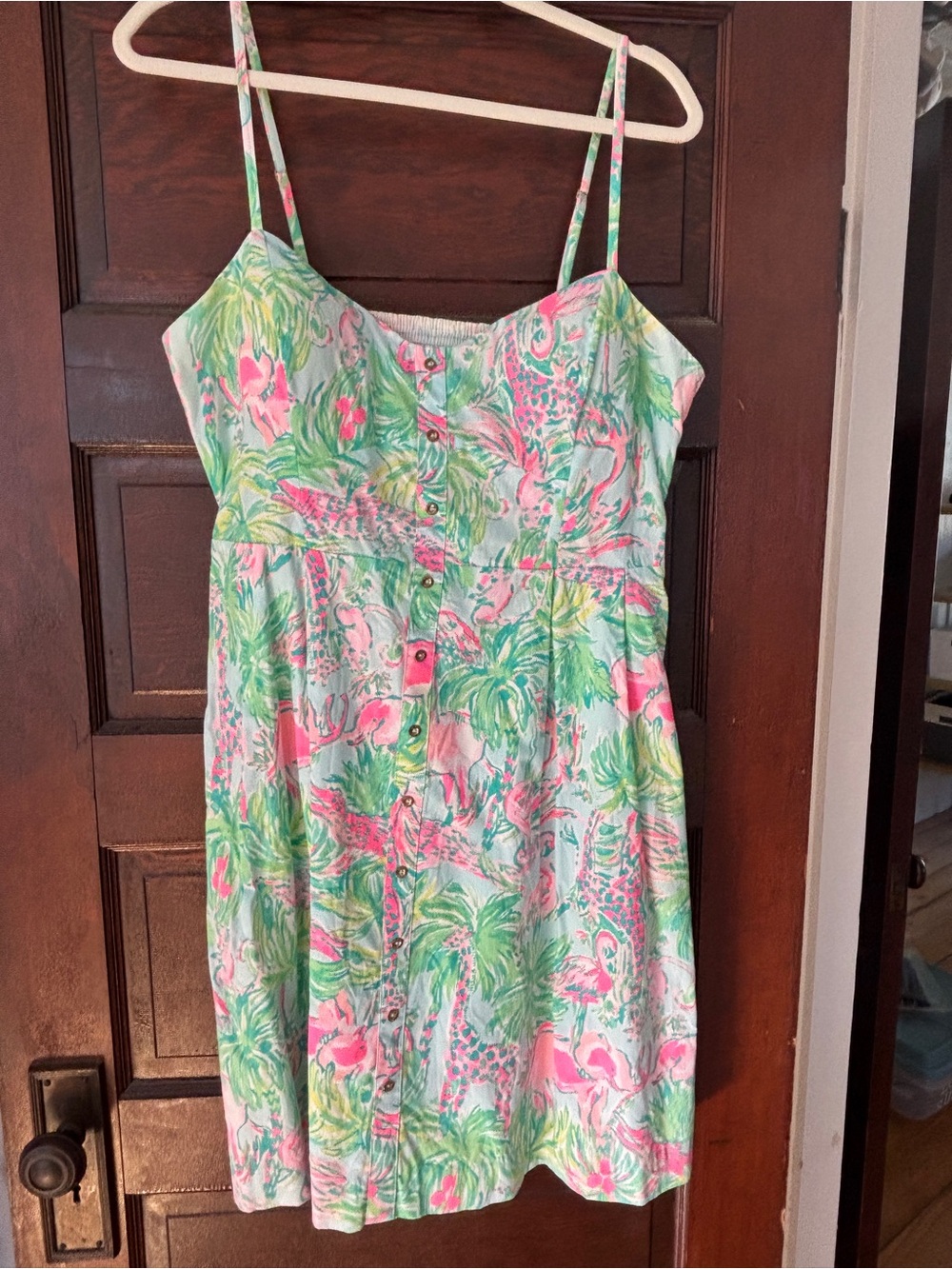 Lilly Pulitzer Pink & Green Flamingo Print Sundress